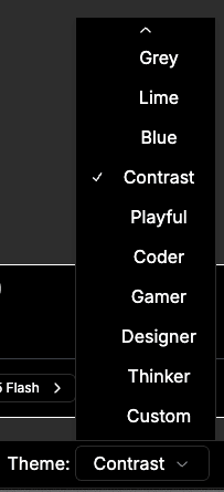 Theme selection menu